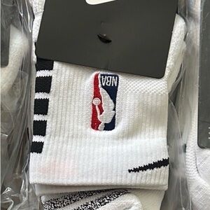 Nike NBA White Crew Socks - 1 Pair L 8-12 or XL Size 12-15 Mens Avail- BRAND NEW